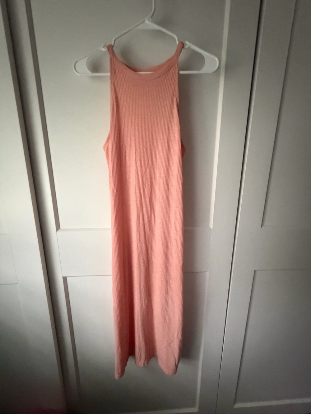 Old Navy Peach Ribbed Midi Tank Dress